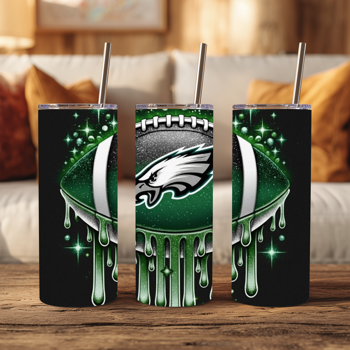 20oz Tumbler - Philadelphia Eagles - Football Glitter Design