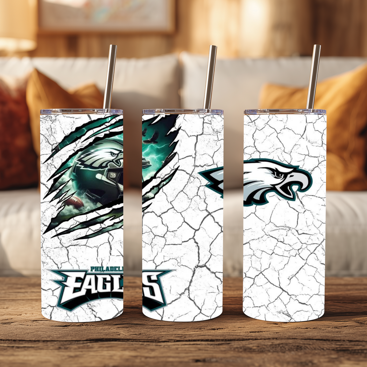 20oz Tumbler - Eagles Cracked Design