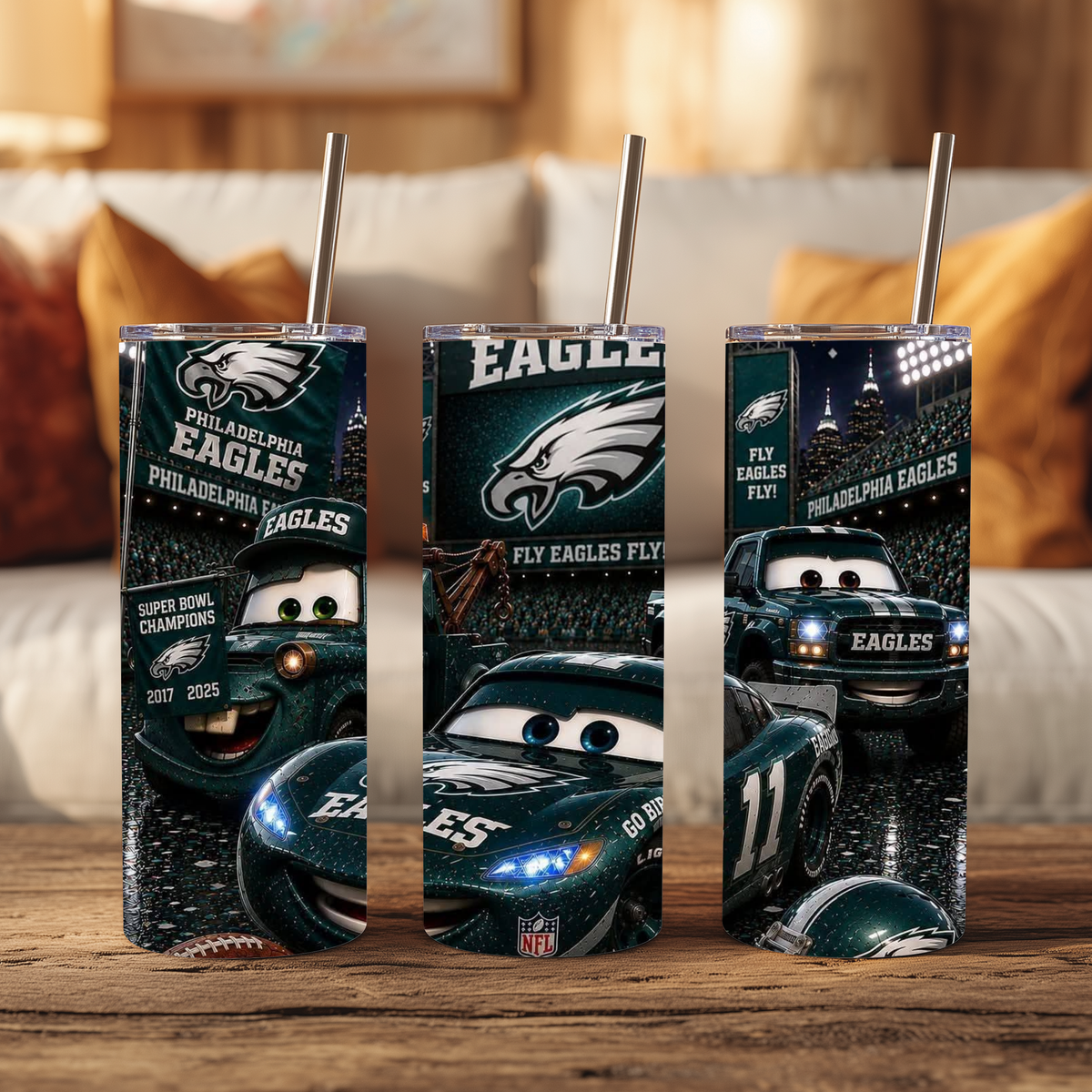 20oz Tumbler - Philadelphia Eagles - Cars MashUp Design