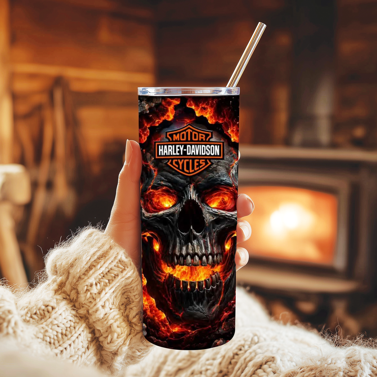 20oz Tumbler - Harley Davidson Skull Design