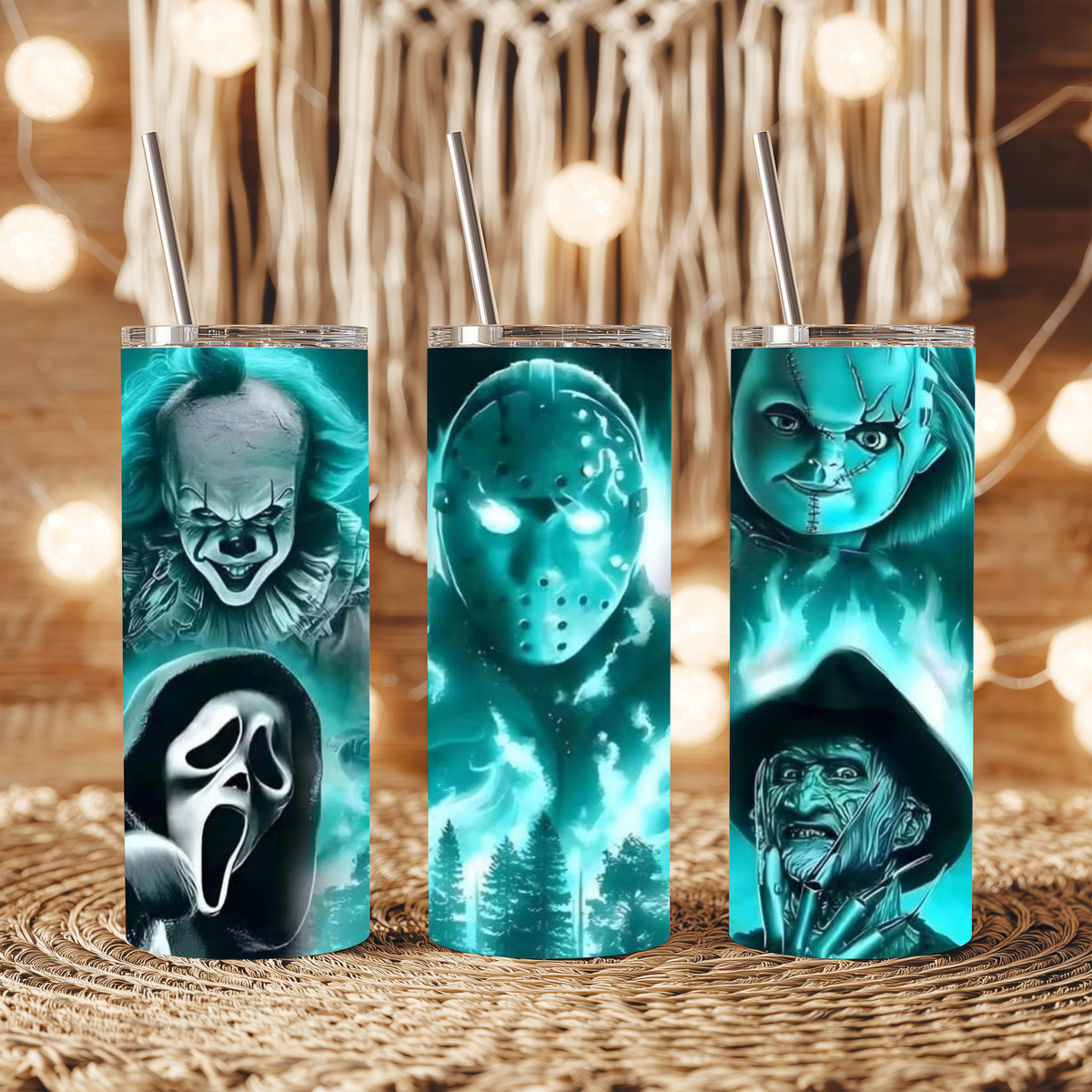 20oz Tumbler - Classic Slashers Neon Design