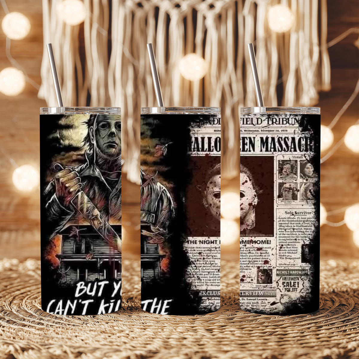 20oz Tumbler - Michael Myers Newspaper Design