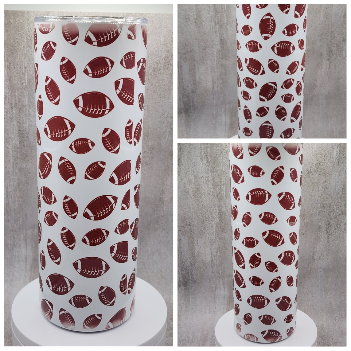 20oz Tumbler - Sports Themed - Footballs Design