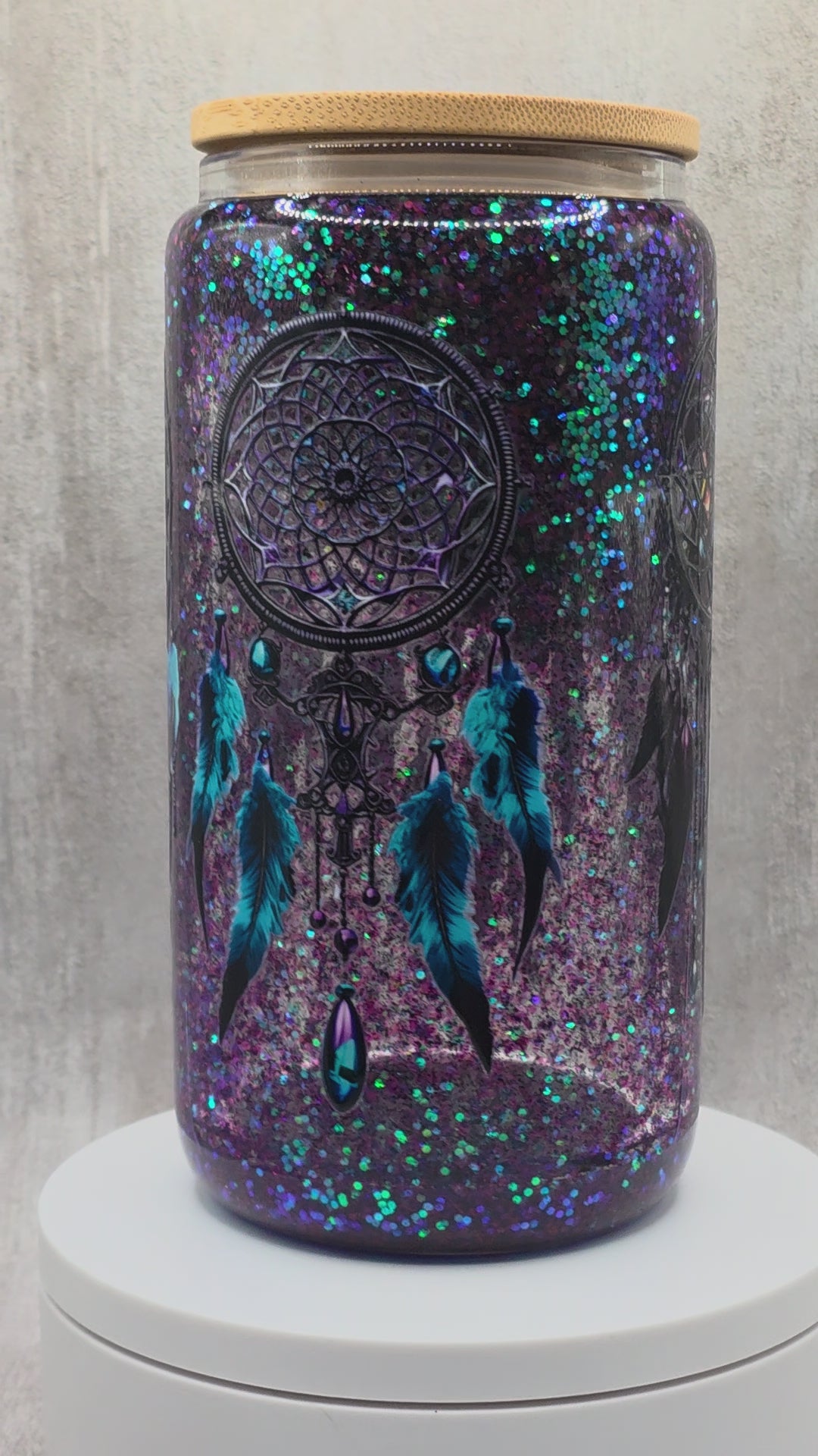 16oz Glitter Snow Globe Tumbler
